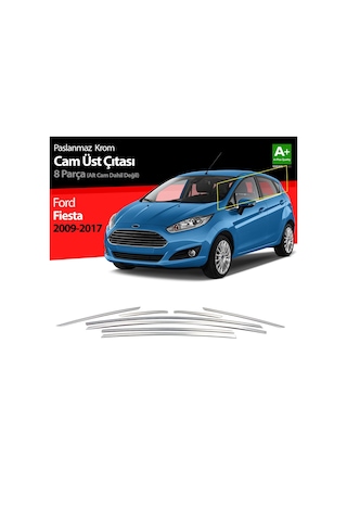 S-Dizayn  Ford Fiesta Krom Cam Üst Çıtası 8 Parça 2009-2017