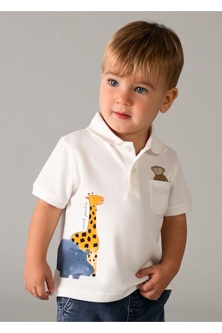 Mayoral Erkek Çocuk Polo T-shirt 1108 Krem