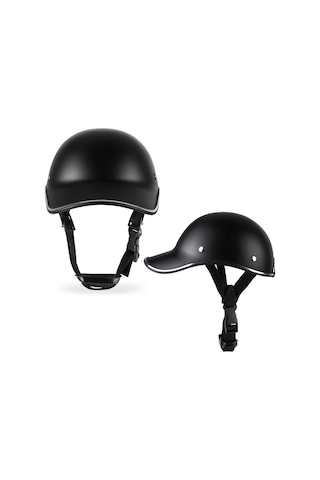 BSDDP A0344 Siyah Kışlık Yarım Motosiklet Kaskı