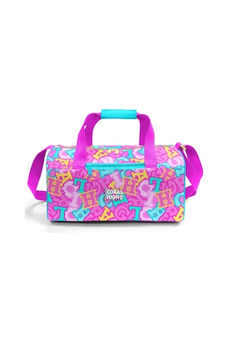 Coral High 27551 Kız Çocuk Spor Ve Seyahat Çantası - Pembe Su Yeşili Harf Baskılı