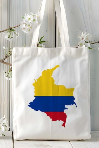 Art Hediye Kolombia Colombia Bayrak Baskılı Bez Çanta Omuz Çantası Model Çok Renkli