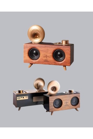 Mey İthalat Nostaljik Gramofon Bluetooth Hoparlör Fm Radyo + Usb + Sd Kart Destekli