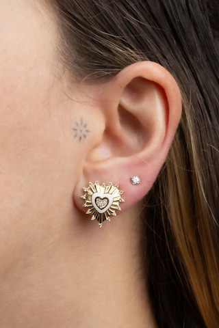 So Chic Beyaz Taşlı 18 Ayar Sarı Altın Kaplama Gümüş Tektaş Küpe