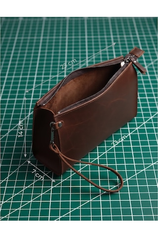 Vintage Leather Craft Hakiki Deri Erkek El Çantası Acı Kahverengi