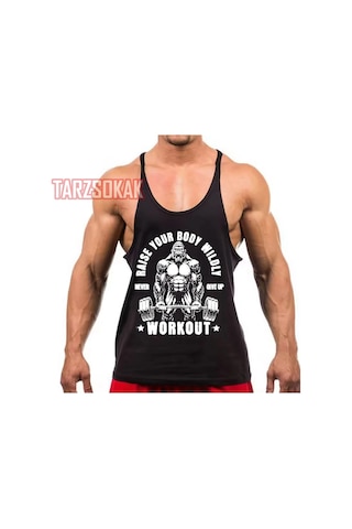 Tarzsokak Gym Tank Top Fitness Sporcu Atleti Gym13 Siyah