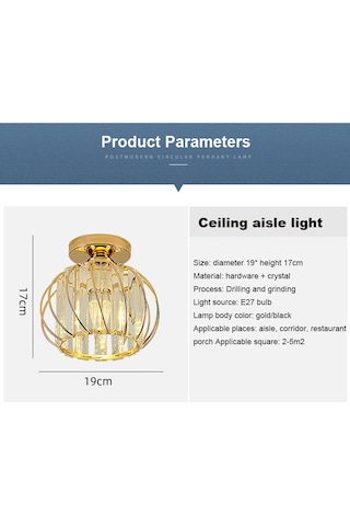 Neevoyu Kara Metal Ve Kristal Yüzeyli Modern Antik Tavan Lambası - Yarı Gömülü, 60w Maksimum, E26/e27 Uyumlu, Zirve Dekorasyon Için Siyah