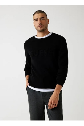 Guess M5br35z2zk2 Ls Cn 3d Guess Logo Erkek Sweatshirt Siyah