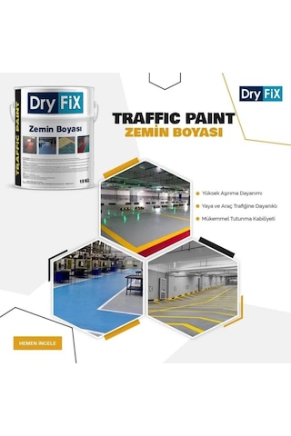 Dryfix Traffic Paint Fayans,seramik,mermer,beton Ve Asfalt Zemin Boyası 5 Kg Ral 9005 Siyah Diğer