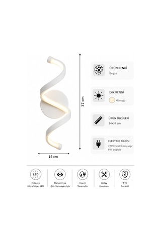 AvizeGO Sora Modern Led Duvar Apliği Günışığı Beyaz
