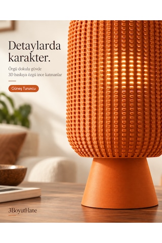Modern Dekoratif Masa Lambası Salon Ve Yatak Odası İçin Abajur, 10 Renk Seçeneği, E14 Led Uyumlu Turuncu