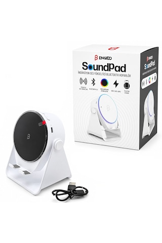 Soundpad 5ın1 - 5w - 2000mah Temas İle Ses Yükseltme - Telefon Stand - Usb-c Şarj Beyaz İndiksiyon S