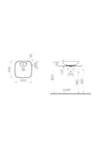 VitrA Memoria 5887B403-0041 Kare Çanak Lavabo. 45CM. Beyaz