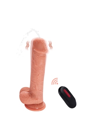 Lilitu Shop 21,5 cm Uzaktan Kumandalı Su Fışkırtmalı Vantuzlu Realistik Dildo Penis