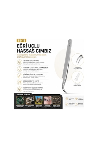 Ts-15 Eğri Uçlu Paslanmaz Çelik Hassas Endüstriyel Cımbız Anti-manyetik Hobi Ve Elektronik Tamir Cımbızı 12 Cm