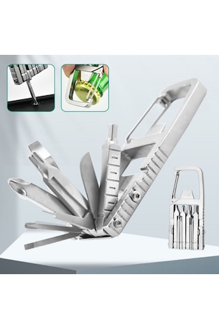 Aubyhe 13-in-1 Çok İşlevli Çelik Alet Seti: Çakı, Tornavida, Şişe Açıcı, Telefon Tutucu - Kamp Ve Outdoor İçin Kompakt Tasarım Wl-0023