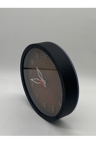 Kahverengi Spiral, Siyah Kasa, Modern Duvar Saati Siyah