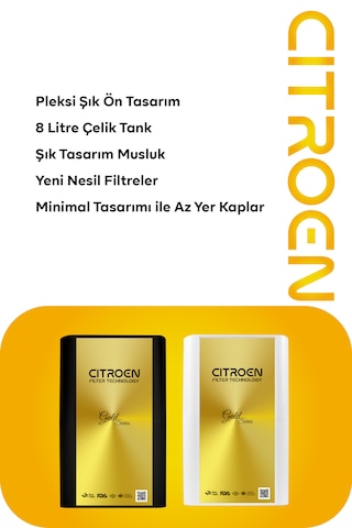 Gold Siyah Pompasız Su Arıtma Cihazı 6 Aşamalı Alkali Filtreli