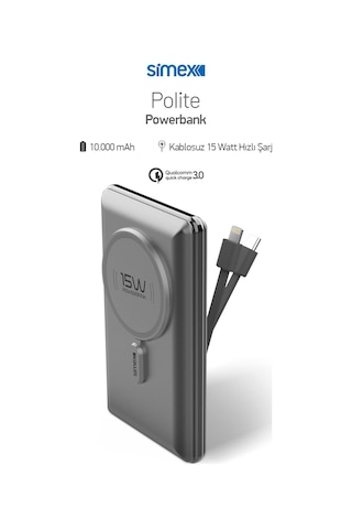 Hızlı Şarj Temassız Magsafe Powerbank 22,5w 10000mah Dahili Kablolu Simex S-38 Polite Standart Renkli