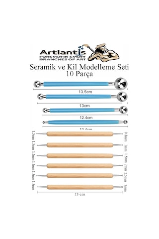 Top Uçlu Seramik Ve Kil Modelleme Seti 10lu 1 Paket Polimer Kil Şekillendirme Çömlek Oyma Çiçek Marzipan Mandala Top Ütü