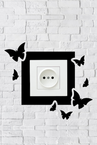 Kelebek Tasarım Priz Çerçevesi İç Ölçü 8,4x8,4 Cm Dekoratif Priz - Anahtar Çerçevesi