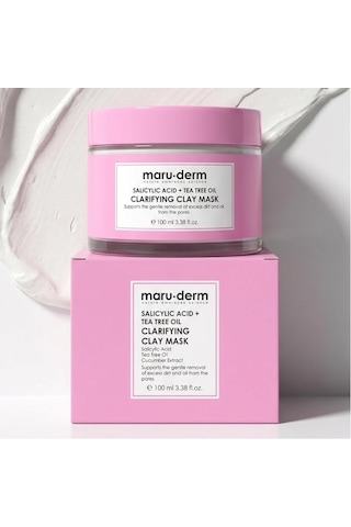 Maruderm Salisilik Asit + Çay Ağacı Yağı Kil Maskesi Siyah Nokta Ve Gözenek Görünümü Karşıtı Arındırıcı Vegan Yüz Maskesi, 100 Ml