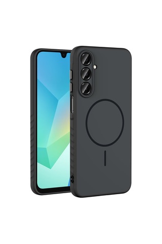 Samsung Uyumlu Galaxy A16 Kılıf Kamera Lens Korumalı Magsafe Destekli Silikon Systemcom Siyah