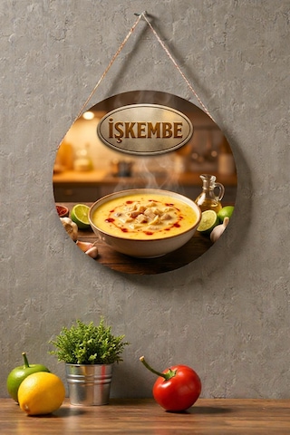 İşkembe Çorbası Görselli İpli Mdf Ahşap Kapı Duvar Süsü, Restoran, Mutfak Dekoratif Tablo