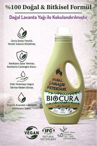 Biocura %100 Doğal Sertifikalı Bitkisel İçerikli Leke Çıkarıcı Çamaşır Deterjanı 2 x 1 L