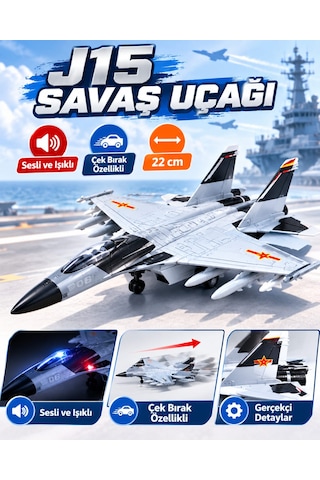 J15 Metal Uçak Flying Shark Fighter Air Force Sesli-ışıklı Çek-bırak 5. Nesil Savaş Uçağı 22 Cm