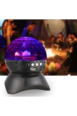 Led Disko Işık Bluetooth Hoparlör Renkli Dönen Gece Lambası Projektör Usb Tf Kart Aux Destekli
