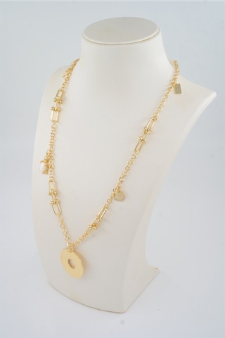 Kadın Özel Tasarım Taşlı Kaplunbağa Figürlü 60 cm Kolye - ALTIN