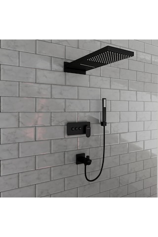 Fause Fau111-B Ankastre Comfort Panel Şelale Duş Seti Siyah