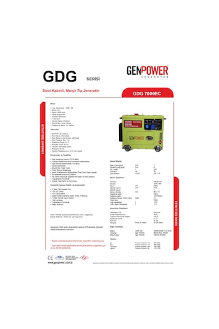 Genpower Gdg 7000 Ec 7Kva Dizel Monofaze Portatif Jeneratör