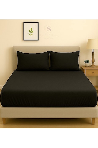 Shules Collection Siyah Çift Kişilik Çarşaf+yastık Seti %100 Pamuk Turuncu