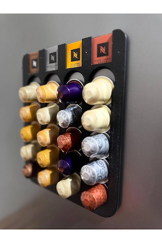 Kapsül Kahve Standı Buzdolabı Için Mıknatıslı 20 Kapsül Kapsül Tutucu Beyaz Renk Siyah