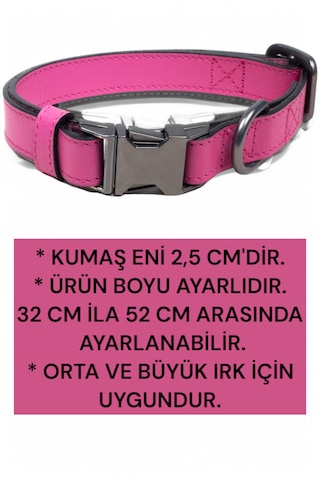 Hakiki Deri Köpek Boyun Tasması, Kişiye Özel Künyeli Lux Seri Pm Pembe