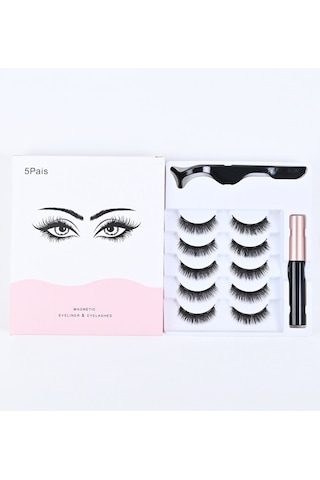 3d Manyetik 10 Adet Takma Kirpik Seti 5 Çift + Kirpik Cımbızı Hediye