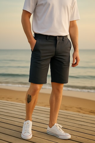 Pobudo Antrasit Renk Pamuk Kumaş Chino Erkek Şort 2025-1784 Antrasit