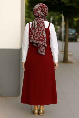 Modadua Kadın Bordo Basic Ayarlanabilir Askılı Jile Elbise