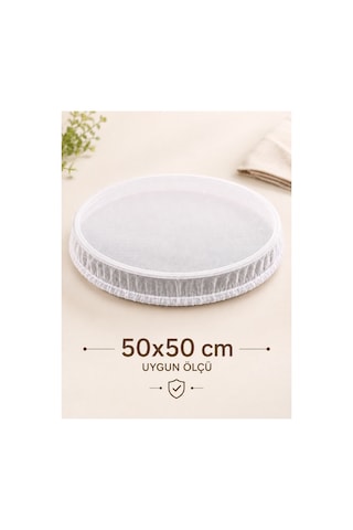 50 50 Lastikli Tepsi İçin Meyve Koruyucu & Kurutma Örtüsü Beyaz