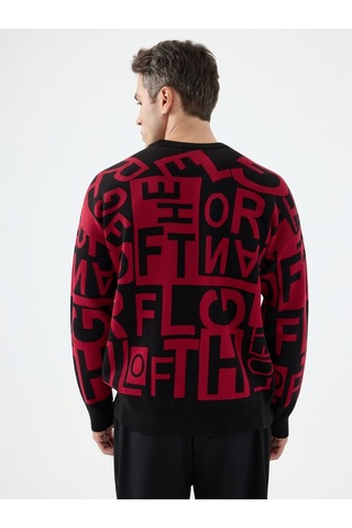 Oversize Erkek Kazak Black&red