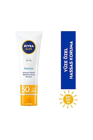 Nıvea Sun Spf 50 Hassas Yatıştıran Nemlendirici Güneş Yüz Kremi 50 Ml, Çok Yüksek Güneş Koruyucu,güneş Alerjisine Karşı Koruma,yağsız Cilt Hissi