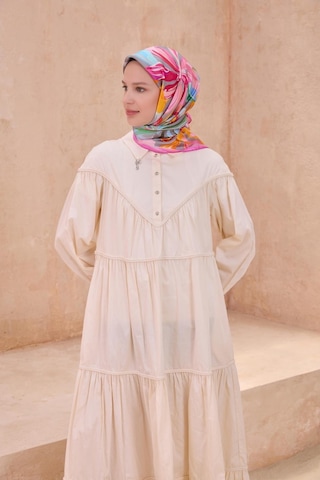 Belli Twill İpek Eşarp - 4107-34 Gri Pembe Gri Pembe