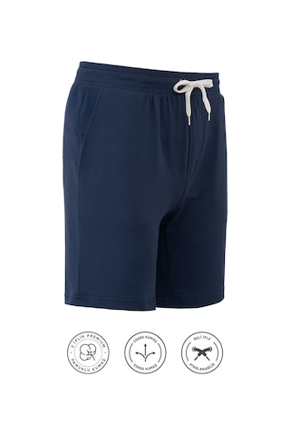 Elemge Pamuklu Erkek Indigo Casual Şort Yan Cepli Bağcıklı Regular Fit Boru Paça Günlük Bermuda 2 Iplik İndigo