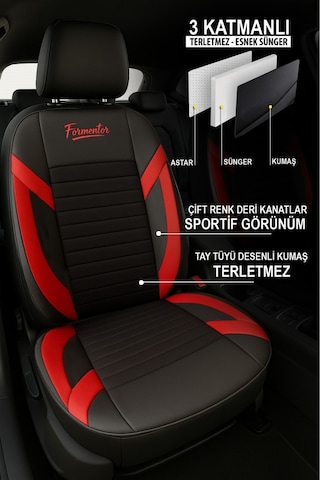 Naz Oto Formentor Tay Tüyü Oto Koltuk Kılıfı Renault Fluence-megan 1-2-3-clio-symbol-tailant-toros Kırmızı