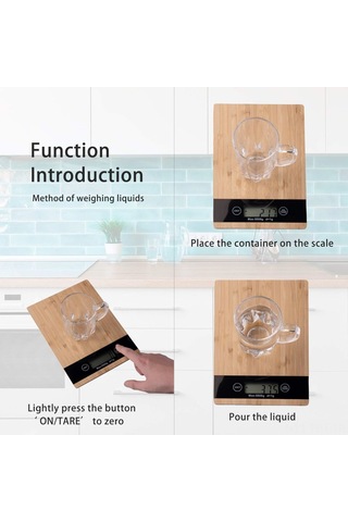 Hangfox Bambu Ve Abs Akıllı Mutfak Terazi 5kg/1g, Lcd Ekran, Birim Dönüştürme, Kabartma Fonksiyonu - Meyve, Et, Makarna Tartımı Diğer