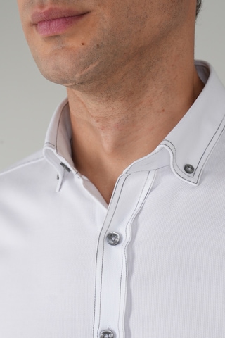 Bisse Erkek Uzun Kollu Regular Fit Haki Dikişli Beyaz Gömlek Gmoks252137 D01 Beyaz