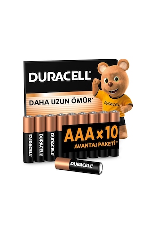 Duracell Basic Aaa Alkalin Ince Kalem Pil 10'lu Paket 1,5v Daha Uzun Ömürlü Günlük Cihazlar Için Gü