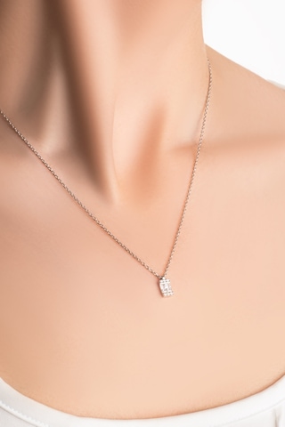 So Chic Işıltılı Baget 18 Ayar Beyaz Altın Kaplama 45 Cm Gümüş Kolye Rodyum