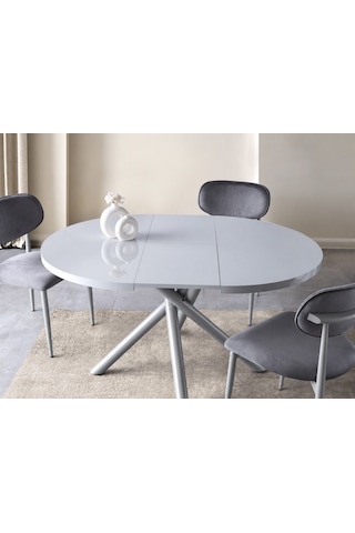 Truva Polo Yuvarlak Açılır Mdf Mutfak Masa Sandalye Takımı 104cm Gri